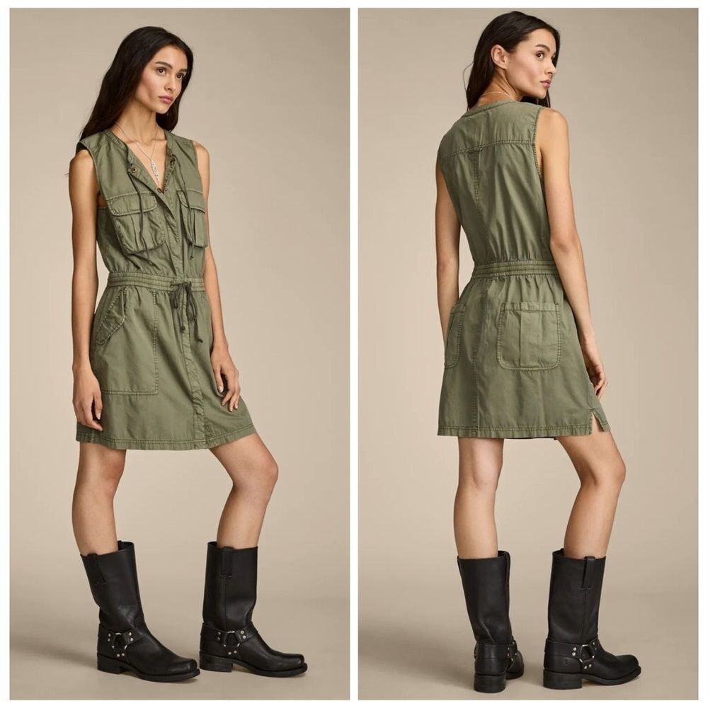 Lucky Brand Cargo Mini Dress in Dusty Olive Size Small NEW $99 NWT Military